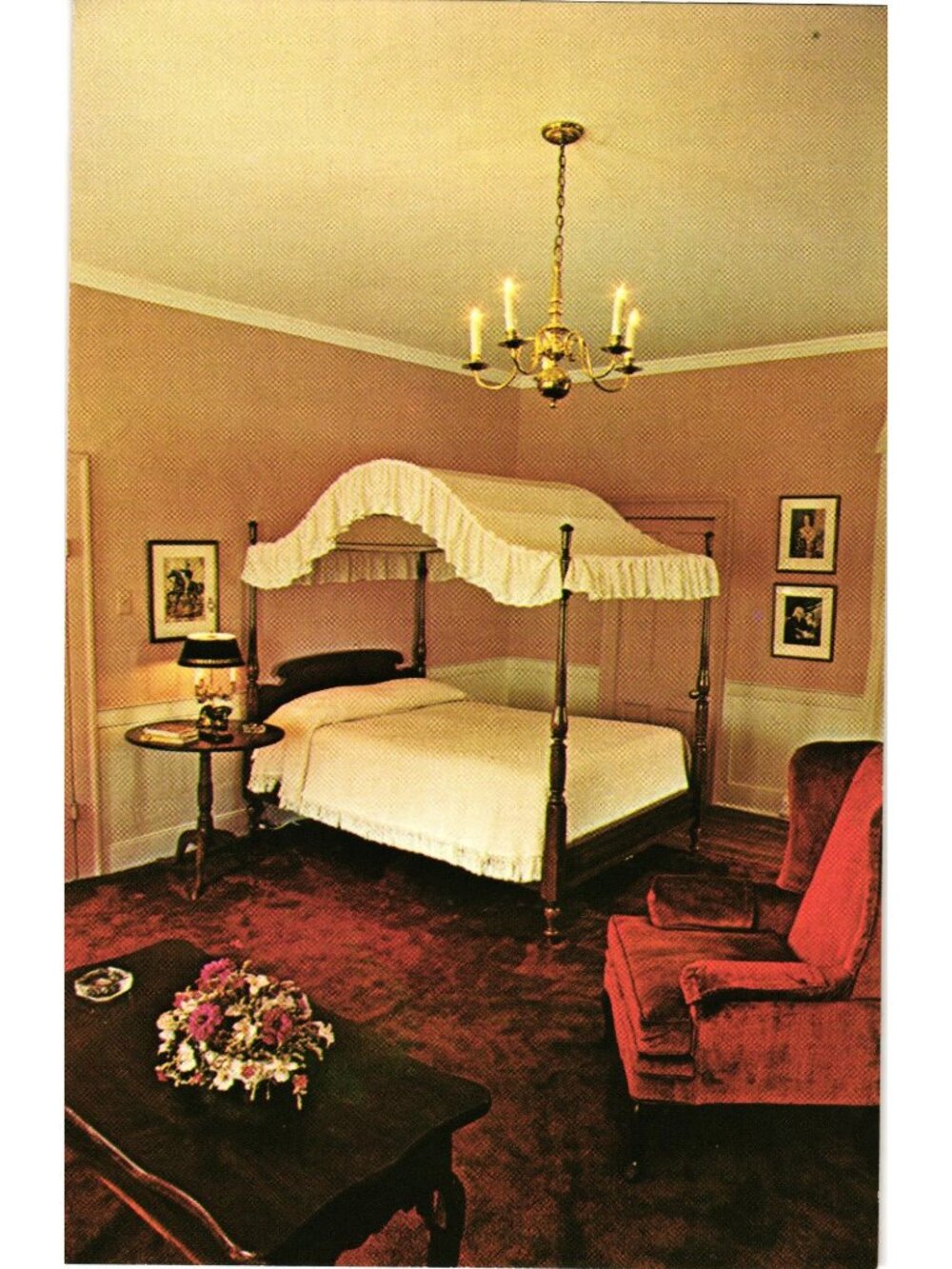 Wayside Inn Virginia 1797 Bedroom Interior Postcard Vintage Chrome Unused